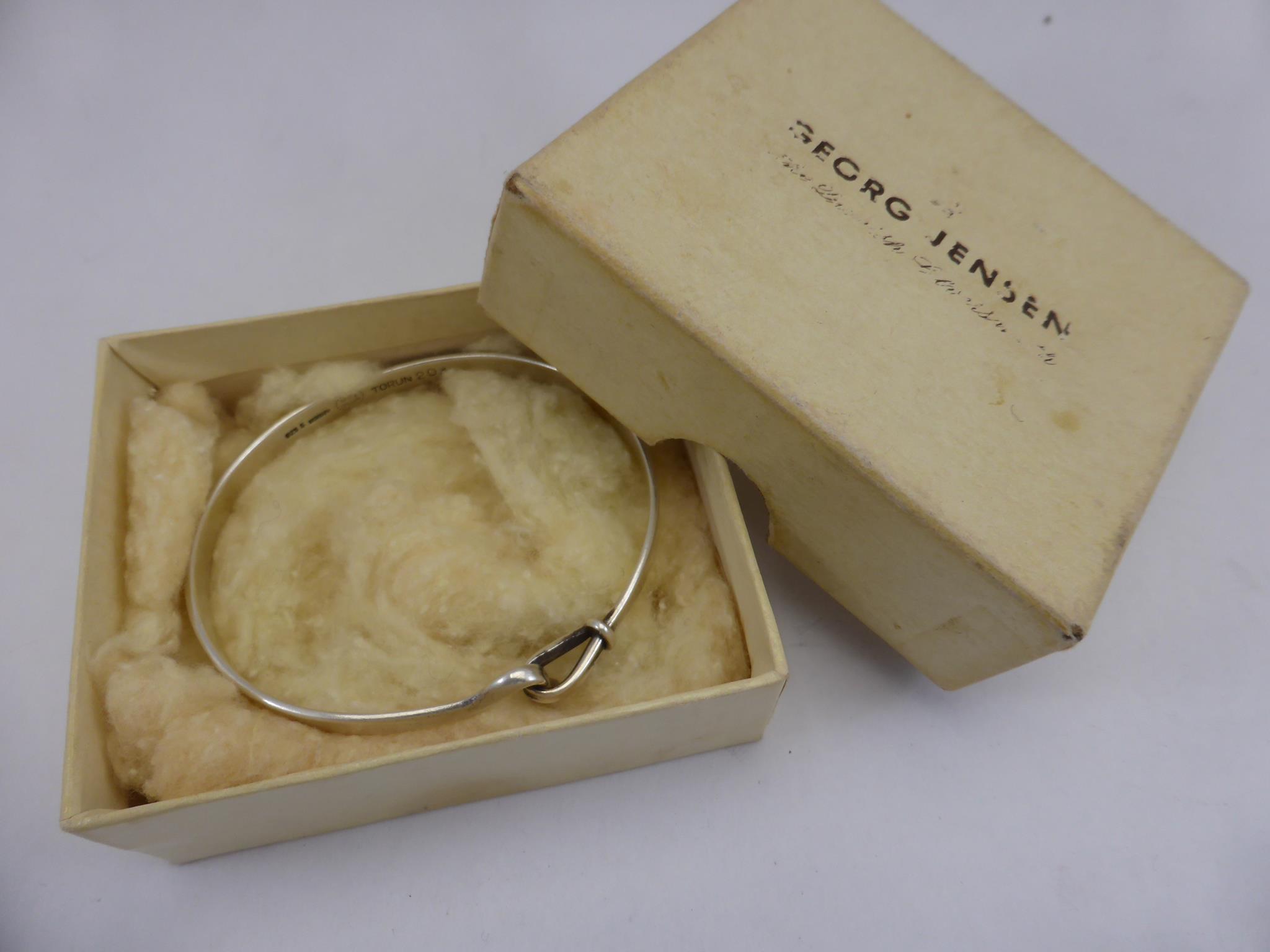 GEORG JENSEN SILVER BANGLE, TORUN 204, MARKED 925 DENMARK, WITH ORIGINAL BOX - Image 4 of 4