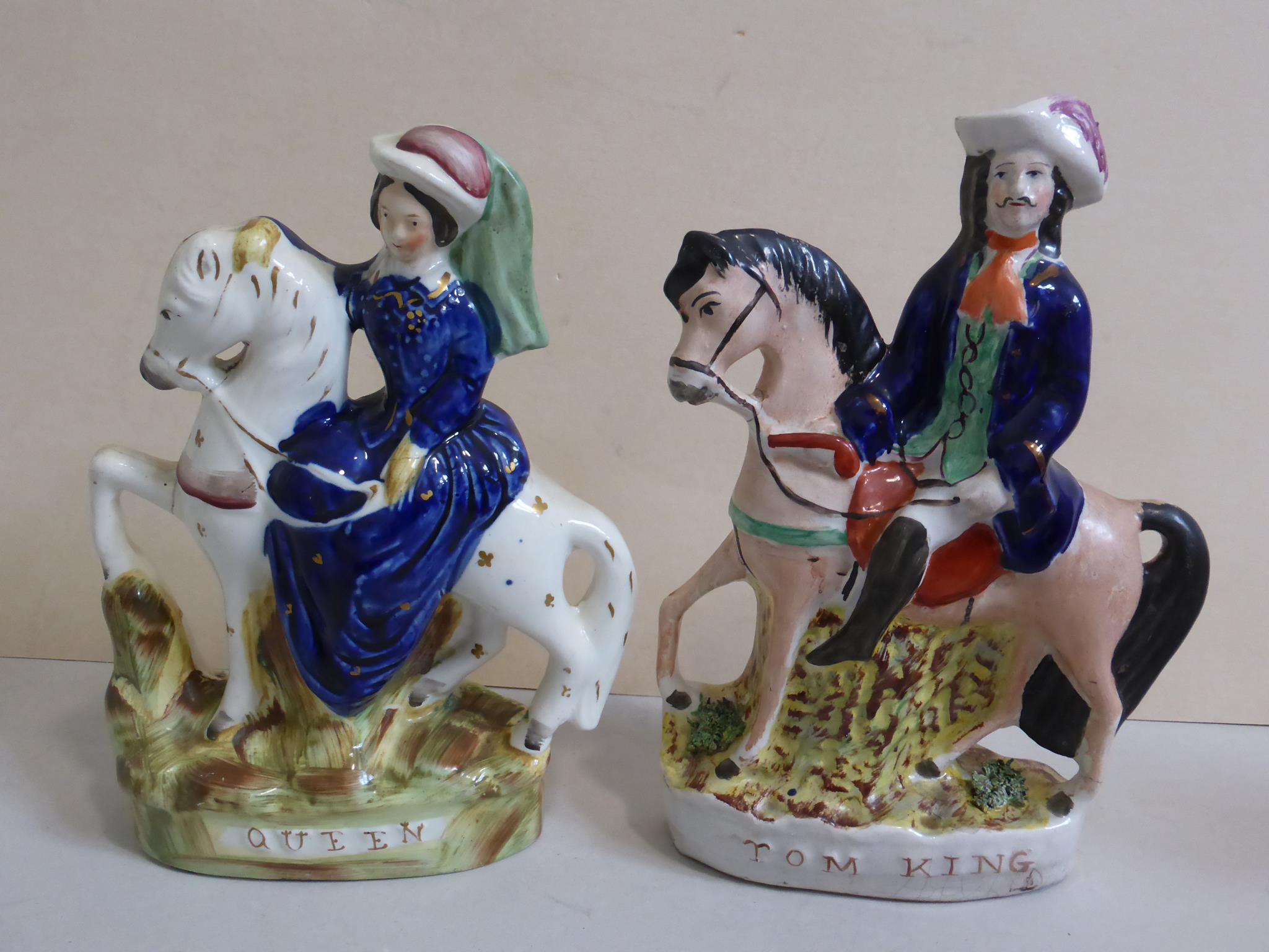 COLLECTION OF 19TH CENTURY STAFFORDSHIRE MOUNTED FIGURES INC. TOM KING, QUEEN, D.TURPIN, HAVELOCK - Image 2 of 4