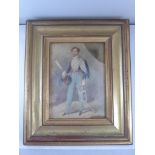 SMALL FRAMED OIL ON CANVAS DEPICTING A GENTLEMAN IN MILITARY UNIFORM, APPROX. 18 X 13 cm