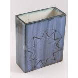 TROIKA POTTERY, POSSIBLY ANN LEWIS, RECTANGULAR SLAB SIDED VASE WITH CIRCULAR PATTERN, C1968