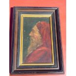OIL PAINTING ON BOARD OF RELIGIOUS FRIAR