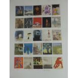 'FOUNDERS PRINT' LARGE LITHOGRAPH WITH 25 POSTCARD SIZE IMAGES EACH SIGNED BY ARTISTS INC. SONIA