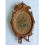 OVAL OLIVE WOOD EASEL TYPE PHOTO FRAME DECORATED WITH OAK LEAVES AND ACORNS