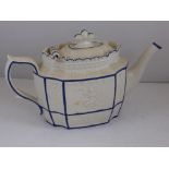 A RARE CASTLEFORD CREAMWARE TEAPOT WITH RELIEF DECORATED PANELS DEPICTING CLASSICAL SCENES AF,