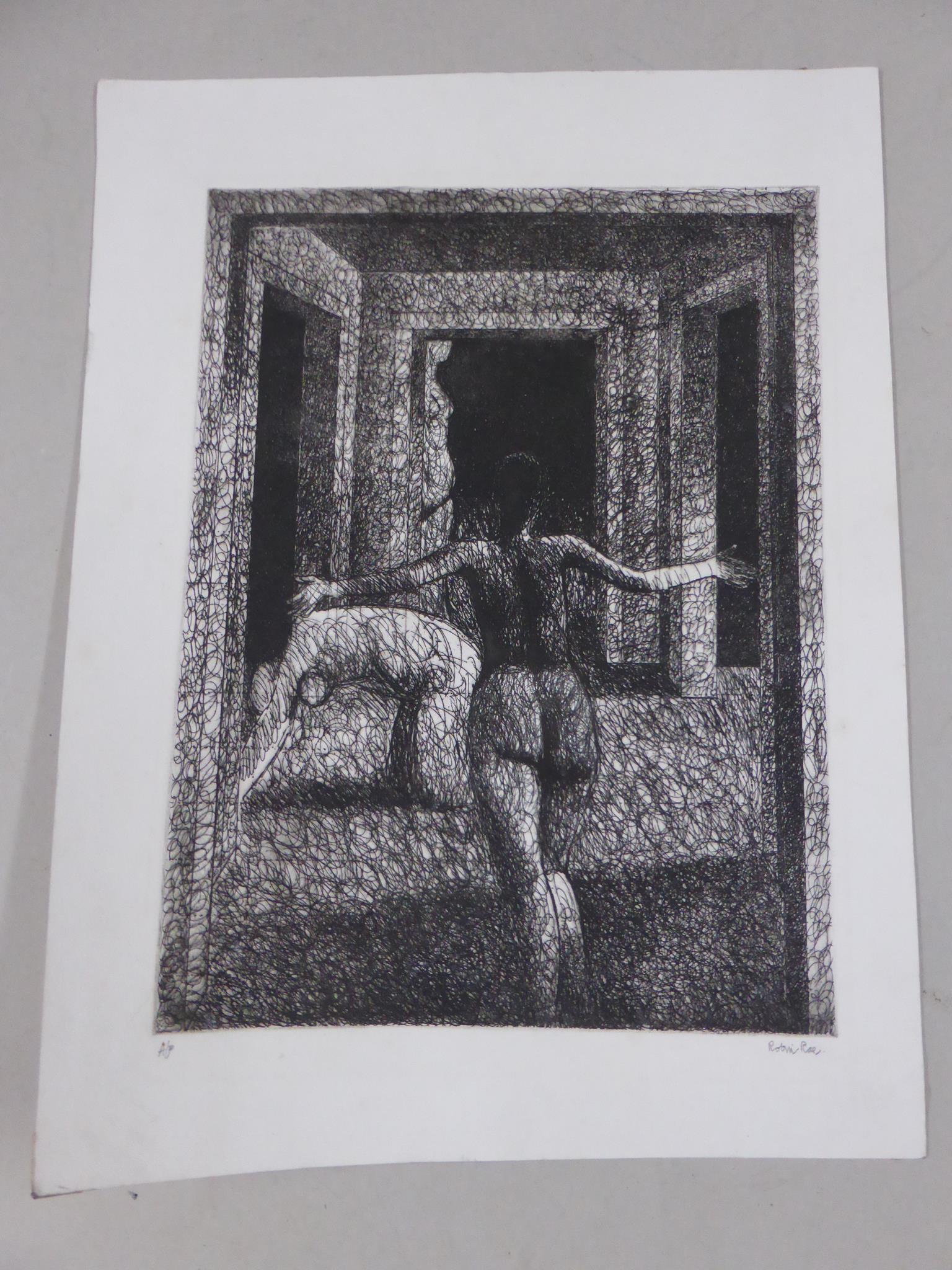 JOHN DUFFIN, LARGE LTD. ED. 3/50 ETCHING ENTITLED 'ZIG ZAG' AND U/F A/P ROBIN RAE DEPICTING NUDES - Bild 2 aus 2