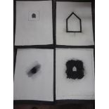 COLLECTION OF MONOCHROME ABSTRACTS (10), SOME MOUNTED, STEPHEN WILLIAMS BLIND GALLERY STAMP AND SOME