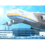 FRAMED LARGE PICTURE OF AN ANTONOV 225 CORPORATE PICTURE ' NO OTHER NAME CARRIES MORE WEIGHT' MPIR