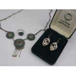 PR. OLA GORIE EARRINGS AND SILVER AND TURQUOISE COSTUME JEWELLERY