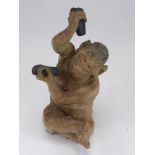 MARTIN BROTHERS STONEWARE (MARTINWARE) IMP MUSICIAN FIGURE PLAYING CLACKERS BY ROBERT WALLACE