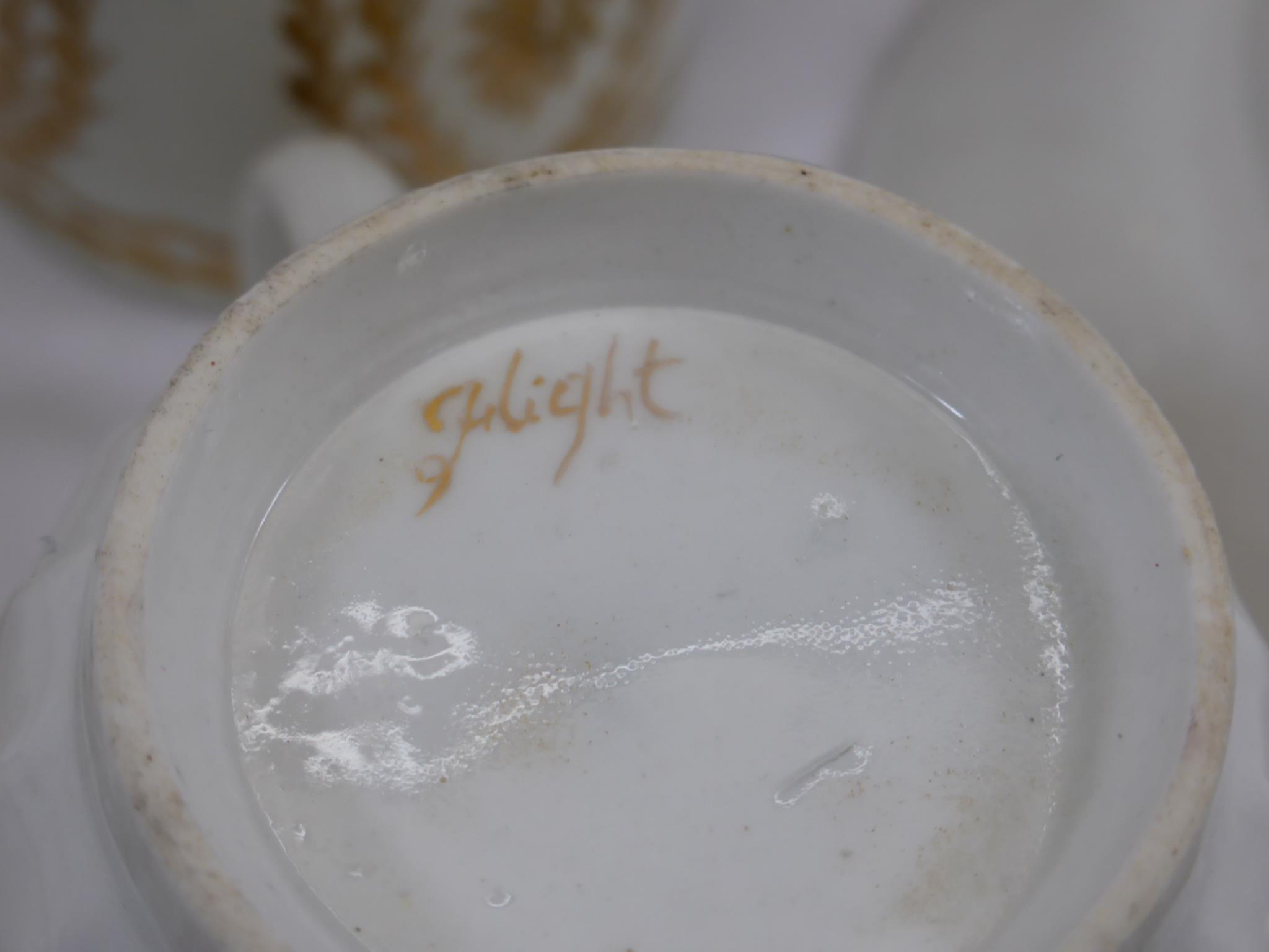 18TH CENTURY WORCESTER AND OTHER GILT AND WHITE WARE INC. COFFEE CUP MARKED FLIGHT WITH MATCHING - Image 3 of 3