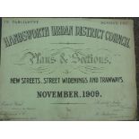 RAILWAY EPHEMERA : HANDSWORTH UDC IN PARLIAMENT SESSION 1910 (TRACK) PLANS AND SECTIONS FOR NEW