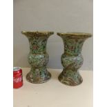 PR. CHINESE PORCELAIN VASES CONVERTED TO LAMP BASES, APPROX. 32 cm, BOTH AF