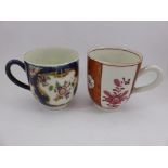 18TH CENTURY WORCESTER SCARLET JAPAN PATTERN COFFEE CUP AND A RICH KAKIEMON PATTERN DITTO