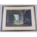 H.P.CLIFFORD, WATERCOLOUR DEPICTING BARN INTERIOR APPROX. 58 X 40 cm AND ONE OTHER INDISTINCTLY