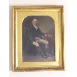 19TH CENTURY ENGLISH SCHOOL OIL ON BOARD DEPICTING A GENTLEMAN IN FROCK COAT AND RIDING BOOTS,