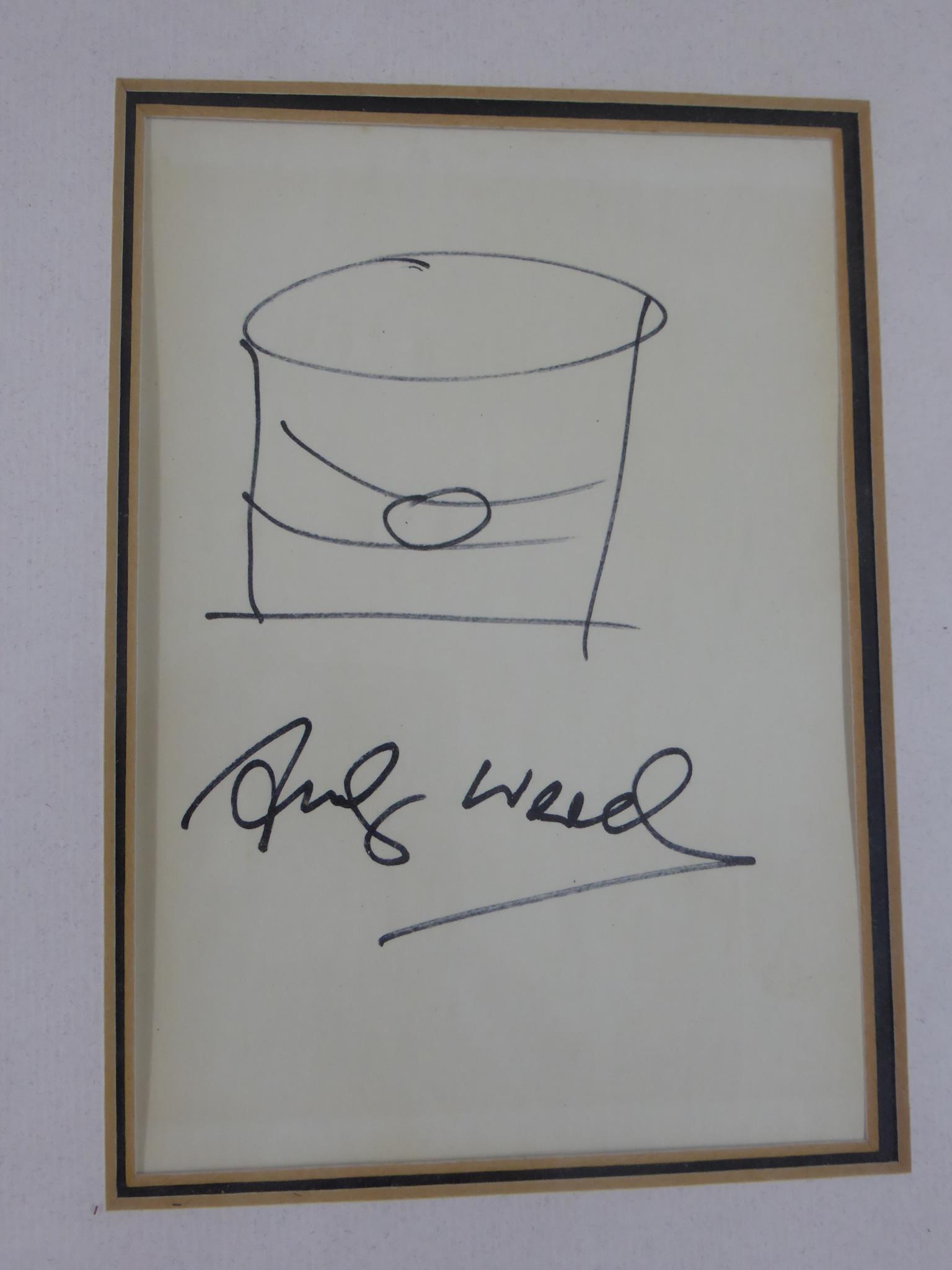 ANDY WARHOL (1928-1987) DOODLE DEPICTING A SOUP CAN IN GLAZED FRAME WITH PHOTOGRAPH OF WARHOL, - Image 2 of 2