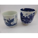 2, 18TH CENTURY BLUE AND WHITE COFFEE CANS, AF