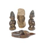 Four African carved wood objects