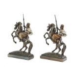 Two Arabian horse and rider bookends, Paul Herzel