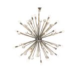 A polished chrome Sputnik-style chandelier