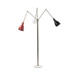 An Italian articulated three-arm floor lamp