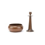 Two Arts & Crafts hand-hammered copper items