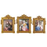 Three French framed enamel on copper portraits