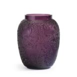 A Lalique ''Biches'' violet art glass vase