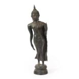 A Thai bronze Sukhothai walking Buddha Shakyamuni