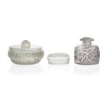 Three Rene Lalique art glass vanity objects