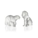 Two Lalique art glass animal sculptures