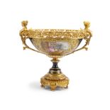 A Sevres-style gilt bronze-mounted porcelain centerpiece