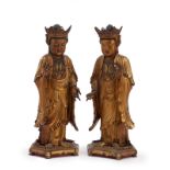 A pair of Chinese carved giltwood figures