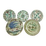 Five Persian glazed pottery bowls/platters