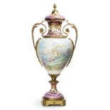 A Sevres-style gilt bronze-mounted urn