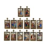 A set of Continental ''Stations of the Cross'' framed porcelain plaques