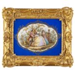 A framed Meissen hand-painted plaque