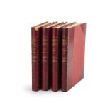 Four red leather-bound books of French Engravings of the 18th Century
