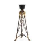A French Empire gilt and patinated bronze pedestal/stand