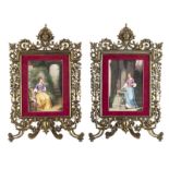 Two framed porcelain plaques