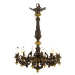 A Continental parcel-gilt bronze chandelier