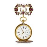 An enamel and gem-set pocket watch, Longines