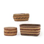 Three polychrome Makah baskets