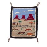 A Navajo pictorial throw rug