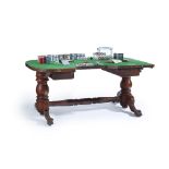 An oak antique gambling/poker table