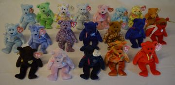 20 TY Beanie baby teddy bear soft toys including 2003 Signiture bear and 'Kicks' football bear