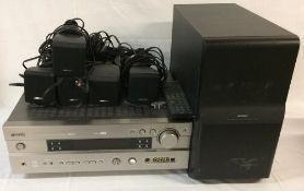 Yamaha Natural Sound AV Receiver V630RDS amp & Bose Acoustimass Module & 5 small Bose wall speakers
