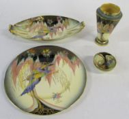4 pieces of Carlton ware 'sketching bird' pattern (plate af)