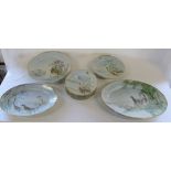 Japanese bird decorated plates and meat dishes