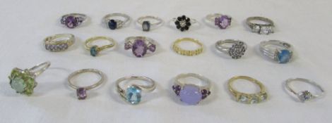 18 silver dress rings mainly cubic zirconia